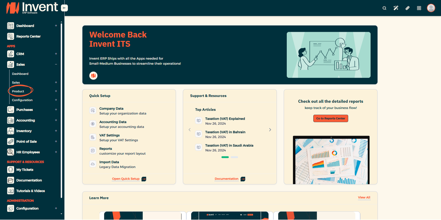 Step 1 - Access Products Page