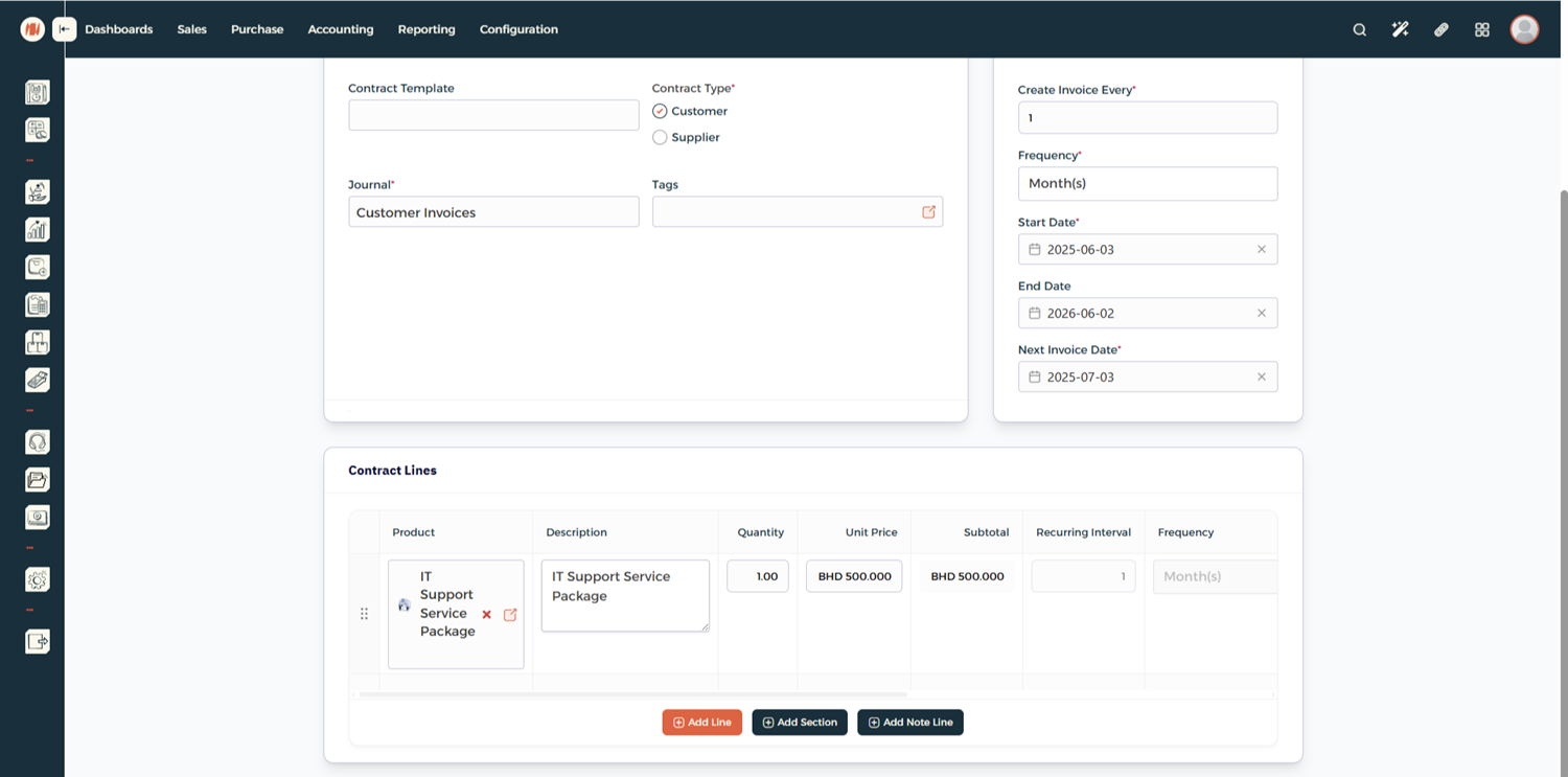 Step 4 - Add Contract Lines