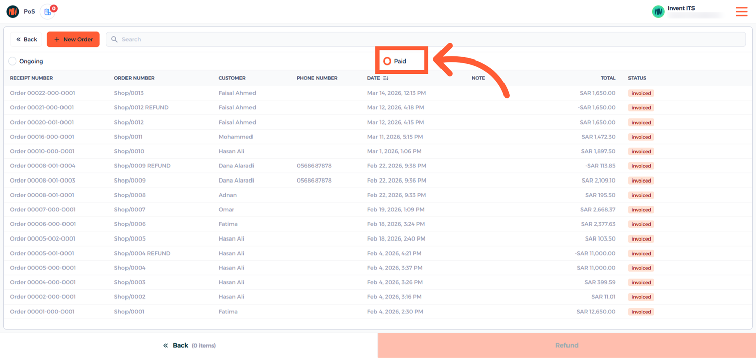 Step 7 - Select Order Refund